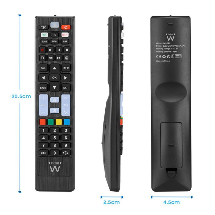 Ewent EW1577 Télécommande Universelle Smart TV pour LG Samsung Sony Hisense TCL avec Boutons Streaming Ewent EW1577 Télécommande Universelle Smart TV pour LG Samsung Sony Hisense TCL avec Boutons Streaming