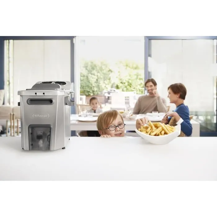 DeLonghi F44532CZ Friteuse électrique semi-professionnelle PremiumFry - Cuve amovible inox, 5L d'huile, 1.5kg de frites, thermostat, Easy Clean