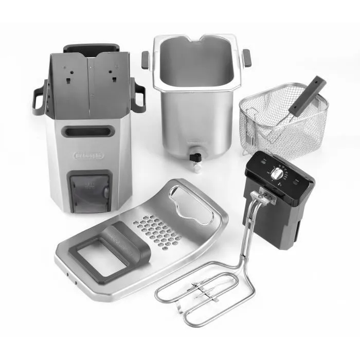 DeLonghi F44532CZ Friteuse électrique semi-professionnelle PremiumFry - Cuve amovible inox, 5L d'huile, 1.5kg de frites, thermostat, Easy Clean