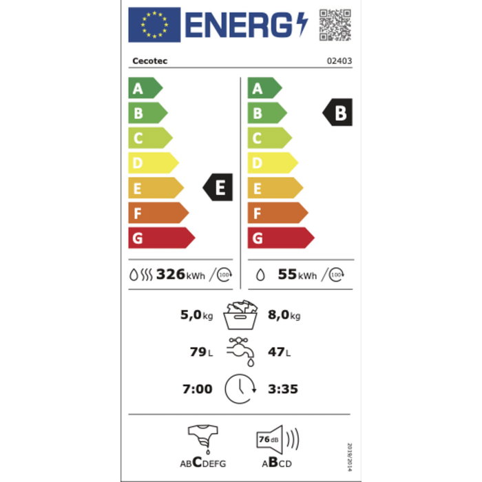 Cecotec Lave-linge Séchant 8580 Inverter Titanium 8/5kg 1400rpm Moteur Acier Gris Cecotec Lave-linge Séchant 8580 Inverter Titanium 8/5kg 1400rpm Moteur Acier Gris