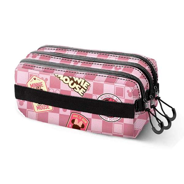 Karactermania Estuche Portatodo Trick Fan 2.2 - Trousse scolaire Minnie Mouse - 3 compartiments - Ripstop - 23x10x11 cm
