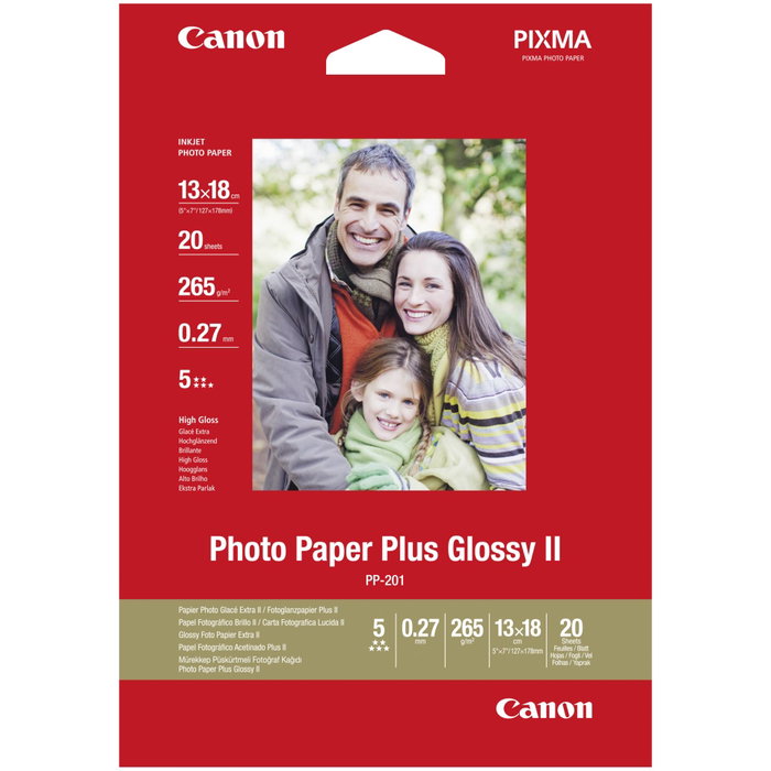 Canon Photo Paper Plus II PP-201 Papier Photo Brillant 130 x 180 mm, 20 feuilles