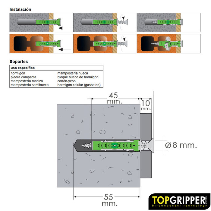 WOLFPACK LINEA PROFESIONAL Taco Topgripper Bimaterial Ø 8 mm (Boîte de 100 unités) WOLFPACK LINEA PROFESIONAL Taco Topgripper Bimaterial Ø 8 mm (Boîte de 100 unités)