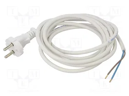 JONEX Câble d'alimentation H05VV-F 2x1mm2 CEE 7/17 (C) blanc 3m