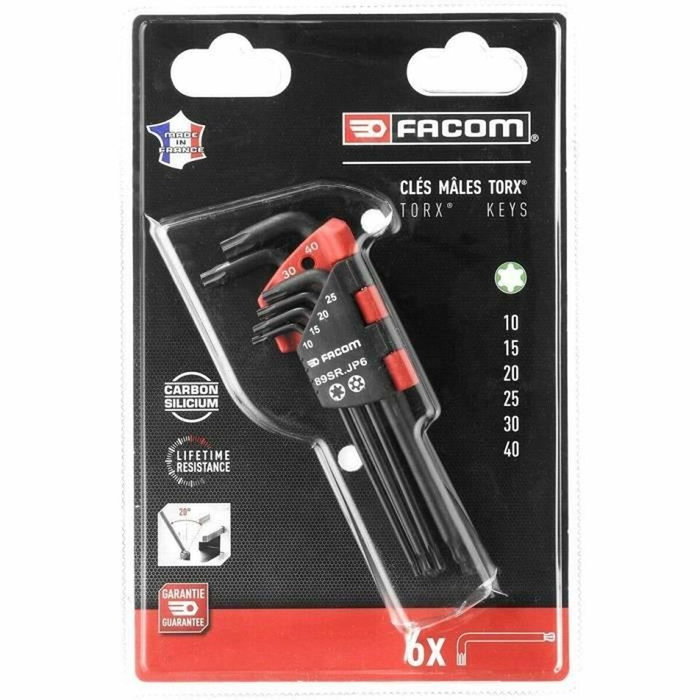 Facom Jeu de 6 clés allen longues à tête sphérique resistorx TT10-TT40 Facom Jeu de 6 clés allen longues à tête sphérique resistorx TT10-TT40