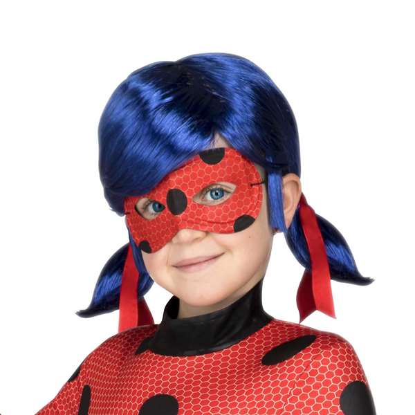 My Other Me - Perruque enfant Ladybug avec masque - Taille unique - Polyester 100% - Multicolore - Langues : espagnol, anglais, français, italien, portugais, allemand