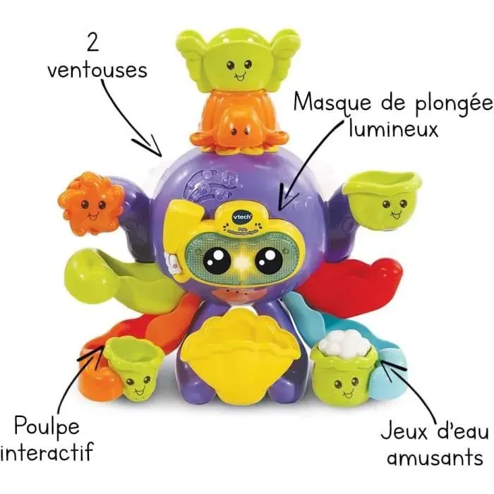 VTech Baby - Jouet de Bain Interactif Polo Mon Poulpe Rigolo - Multicolore - Pour Bébé de 1 à 5 Ans VTech Baby - Jouet de Bain Interactif Polo Mon Poulpe Rigolo - Multicolore - Pour Bébé de 1 à 5 Ans