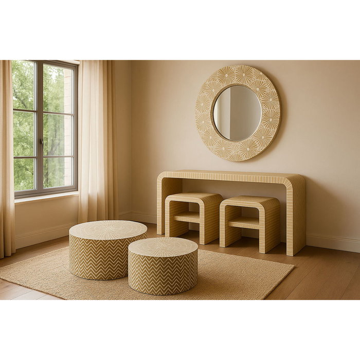 Miroir mural Home ESPRIT Blanc Marron Mosaïque Tropical 100 x 4 x 100 cm Miroir mural Home ESPRIT Blanc Marron Mosaïque Tropical 100 x 4 x 100 cm