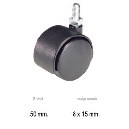 WOLFPACK LINEA PROFESIONAL Roue domestique nylon noir épi M8x50 mm.