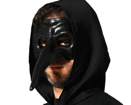 Atosa Masque de médecin de la peste noir avec bec allongé et capuche