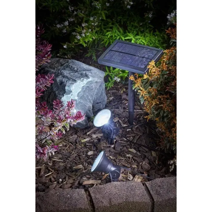 Smart Garden Guirlande Solaire SMARDTV - 10 Spots LED à Pic Blanc Froid 5 Lumens avec Chargeur Solaire - Câble de 6.5 m