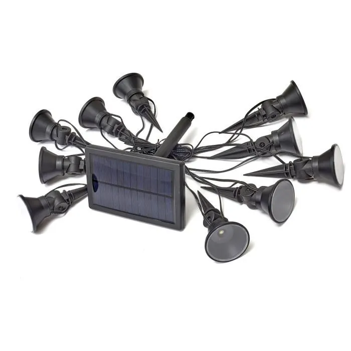 Smart Garden Guirlande Solaire SMARDTV - 10 Spots LED à Pic Blanc Froid 5 Lumens avec Chargeur Solaire - Câble de 6.5 m