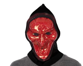 atosa Masque de démon rouge avec capuche noire en PVC