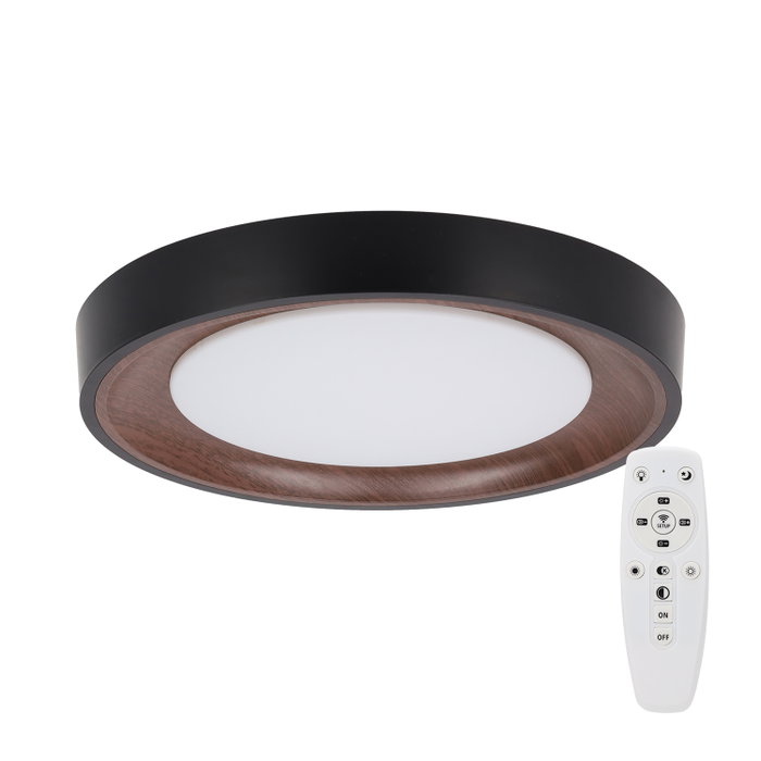 Plafonnier LED décoratif circulaire 30 W CCT 3 000-6 000 K avec télécommande, noir Plafonnier LED décoratif circulaire 30 W CCT 3 000-6 000 K avec télécommande, noir