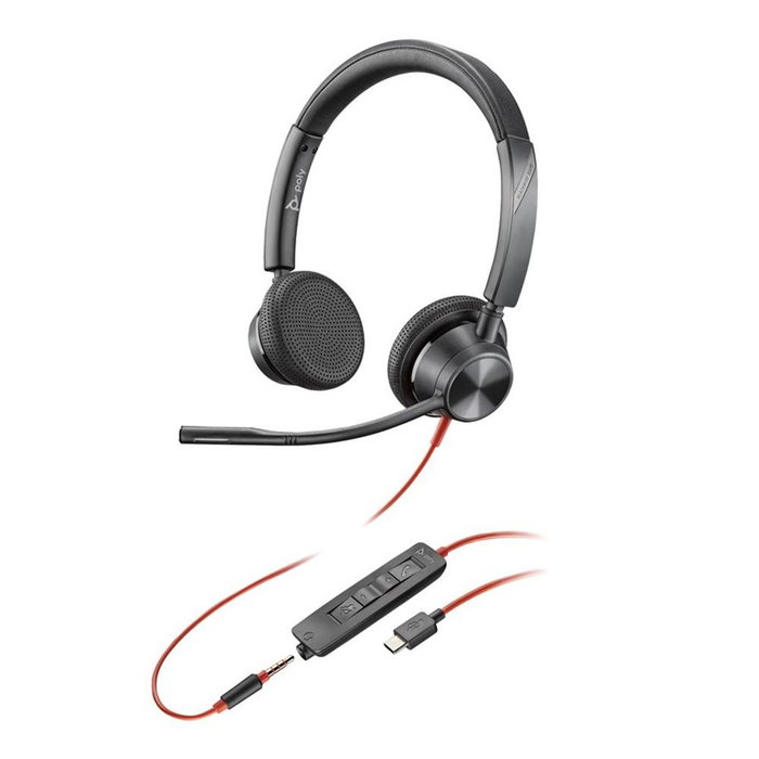 HP Poly Blackwire 3325 Casque Stéréo USB-C avec adaptateur USB-A et Jack 3,5 mm - Noir HP Poly Blackwire 3325 Casque Stéréo USB-C avec adaptateur USB-A et Jack 3,5 mm - Noir