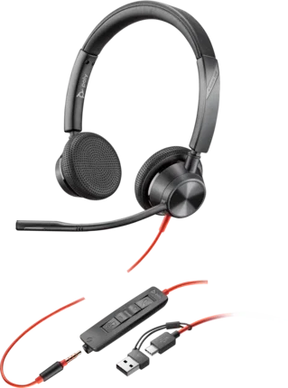 HP Poly Blackwire 3325 Casque Stéréo USB-C avec adaptateur USB-A et Jack 3,5 mm - Noir HP Poly Blackwire 3325 Casque Stéréo USB-C avec adaptateur USB-A et Jack 3,5 mm - Noir