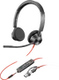 HP Poly Blackwire 3325 Casque Stéréo USB-C avec adaptateur USB-A et Jack 3,5 mm - Noir