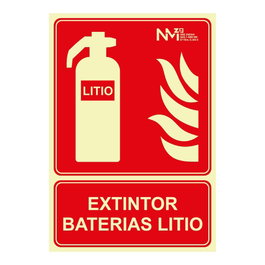 Normaluz Cartel de extinción extintor de baterias de litio clase b