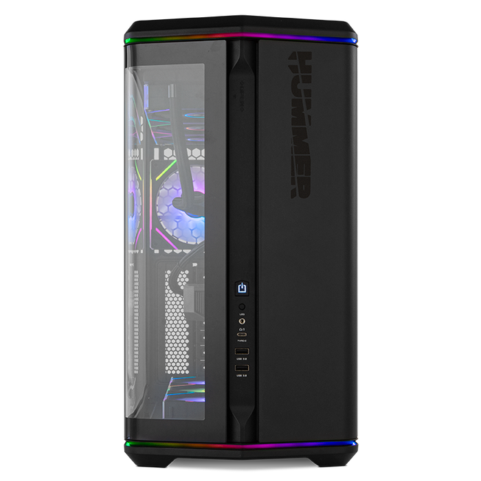 Nox Hummer Anvil - Boîtier PC Gaming Semi-Tour ATX, Verre Trempé Incurvé, ARGB, 5 Ventilateurs PWM, Noir