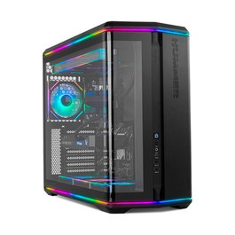 Nox Hummer Anvil - Boîtier PC Gaming Semi-Tour ATX, Verre Trempé Incurvé, ARGB, 5 Ventilateurs PWM, Noir