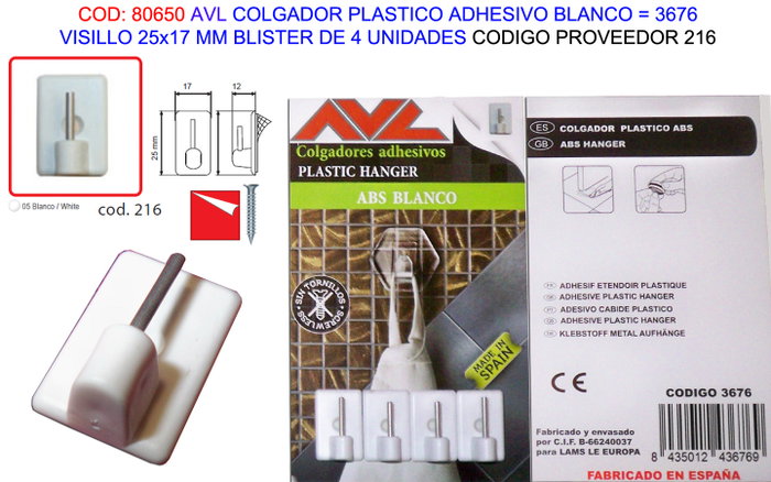 Cintre en plastique blanc avec vis 25x17 mm (Lot de 4) Cintre en plastique blanc avec vis 25x17 mm (Lot de 4)