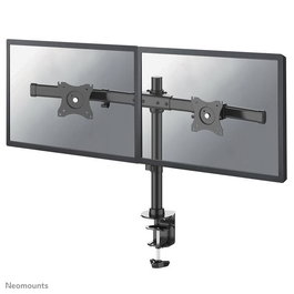 Neomounts Support de Bureau FPMA-DCB100DBLACK - Support Double Écran Pivotant, Inclinable, Rotatif, pour 2 Moniteurs jusqu'à 27", VESA 75x75/100x100, Fixation Pince ou Œillet, Noir