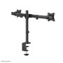 Neomounts Support de Bureau FPMA-DCB100DBLACK - Support Double Écran Pivotant, Inclinable, Rotatif, pour 2 Moniteurs jusqu'à 27", VESA 75x75/100x100, Fixation Pince ou Œillet, Noir