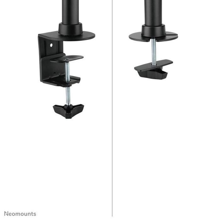 Neomounts Support de Bureau FPMA-DCB100DBLACK - Support Double Écran Pivotant, Inclinable, Rotatif, pour 2 Moniteurs jusqu'à 27", VESA 75x75/100x100, Fixation Pince ou Œillet, Noir