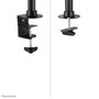 Neomounts Support de Bureau FPMA-DCB100DBLACK - Support Double Écran Pivotant, Inclinable, Rotatif, pour 2 Moniteurs jusqu'à 27", VESA 75x75/100x100, Fixation Pince ou Œillet, Noir