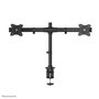 Neomounts Support de Bureau FPMA-DCB100DBLACK - Support Double Écran Pivotant, Inclinable, Rotatif, pour 2 Moniteurs jusqu'à 27", VESA 75x75/100x100, Fixation Pince ou Œillet, Noir
