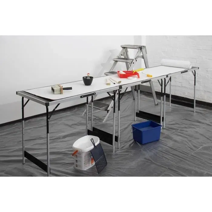 Meister - Lot de 3 Tables Multifonctions Aluminium - Pour Tapisserie, Buffet, Camping - Hauteur Réglable 73 à 94 cm - Charge 30 kg/Table Meister - Lot de 3 Tables Multifonctions Aluminium - Pour Tapisserie, Buffet, Camping - Hauteur Réglable 73 à 94 cm - Charge 30 kg/Table