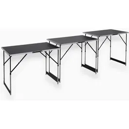 Meister - Lot de 3 Tables Multifonctions Aluminium - Pour Tapisserie, Buffet, Camping - Hauteur Réglable 73 à 94 cm - Charge 30 kg/Table