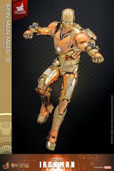 Hot Toys Iron Man Mark III Movie Masterpiece Diecast 1/6 (Version Or et Cuivre)