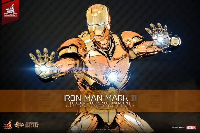 Hot Toys Iron Man Mark III Movie Masterpiece Diecast 1/6 (Version Or et Cuivre)