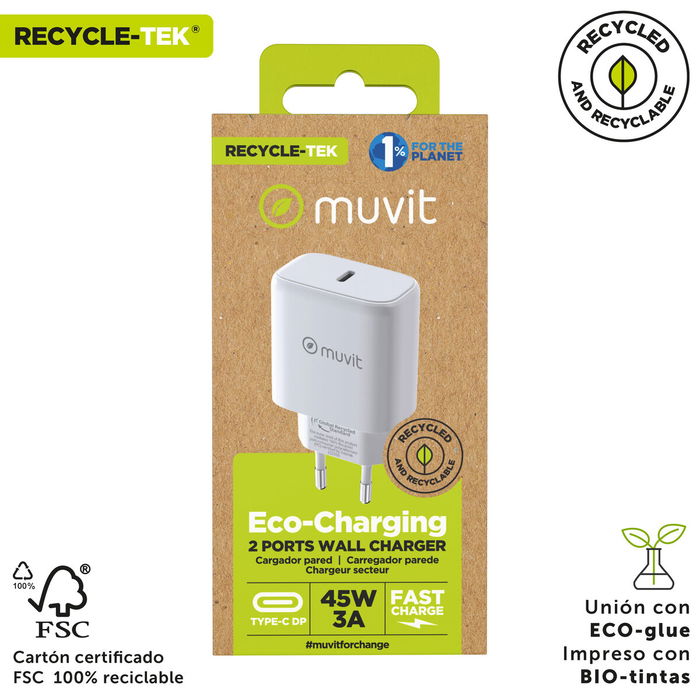 Chargeur mural Muvit SN-TC650AD1E45A Blanc 45 W