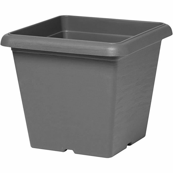 Garden ID Pot de fleurs Teramo carré noir-anthracite effet pierre 40 x 35 cm Garden ID Pot de fleurs Teramo carré noir-anthracite effet pierre 40 x 35 cm