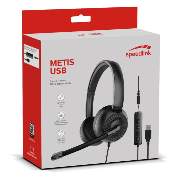 Speedlink METIS Casque Stéréo avec Micro, Jack 3,5 mm et Adaptateur USB-A Speedlink METIS Casque Stéréo avec Micro, Jack 3,5 mm et Adaptateur USB-A