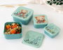KioKids Set de 4 Contenants Alimentaires Porte-Aliments pour Enfants avec Motifs Ours, Vert Salvia, 230 ml, 350 ml, 500 ml, 700 ml
