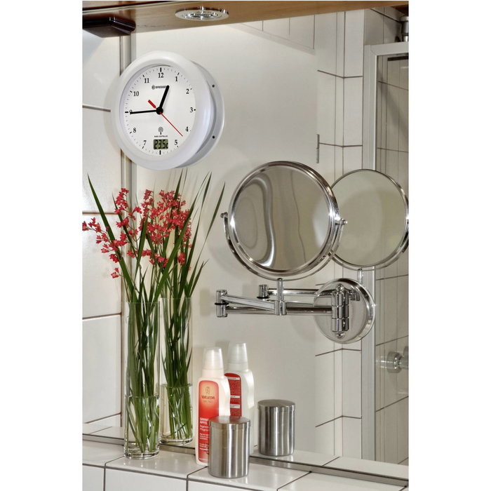 Bresser MyTime Bath Horloge de salle de bain blanc/argent radio-contrôlée