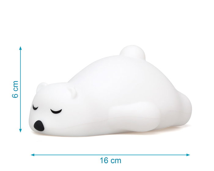 KioKids Oso Polar - Lampe veilleuse rechargeable en silicone pour enfant, ours polaire avec contrôle tactile et lumière douce - Lumière anti-peur USB