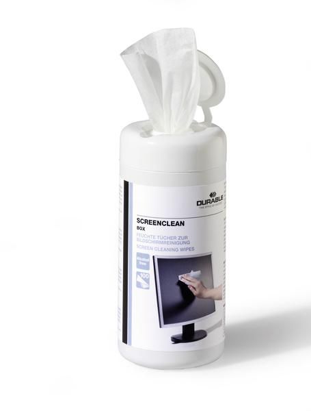 Durable SCREENCLEAN BOX 100, Boîte de 100 Lingettes Nettoyantes Humides Antistatiques pour Écrans d'Ordinateur, Laptop, Tablette, Smartphone et Surfaces Vitrées Durable SCREENCLEAN BOX 100, Boîte de 100 Lingettes Nettoyantes Humides Antistatiques pour Écrans d'Ordinateur, Laptop, Tablette, Smartphone et Surfaces Vitrées