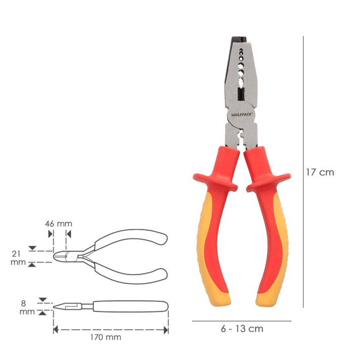 WOLFPACK LINEA PROFESIONAL Pince isolée 1000V électrique 150mm WOLFPACK LINEA PROFESIONAL Pince isolée 1000V électrique 150mm