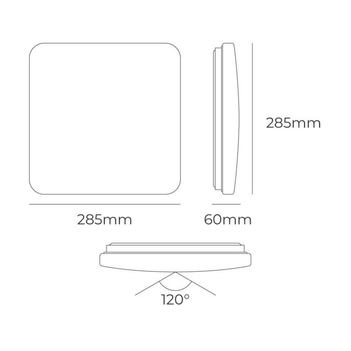 Edm Applique LED carré extraplat de surface 12 W 3CCT 1160 lm