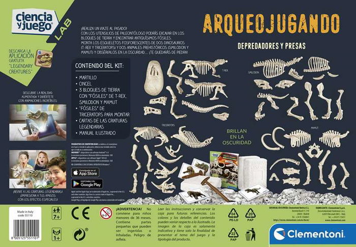 Clementoni - Jeu Arqueojugando Predateurs et Proies - Dimensions 42 x 29 x 6,5 cm - Version Espagnole