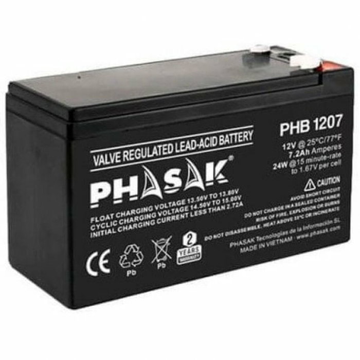 Batterie pour Système d'Alimentation Sans Interruption Phasak PHB 1207 12 V Batterie pour Système d'Alimentation Sans Interruption Phasak PHB 1207 12 V