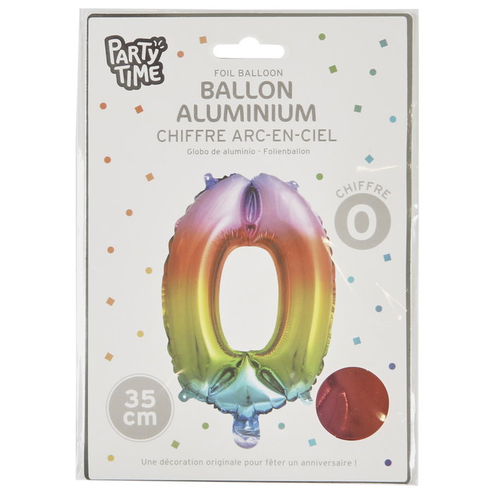 Party Time Ballon Chiffre Arc-en-ciel 35 cm