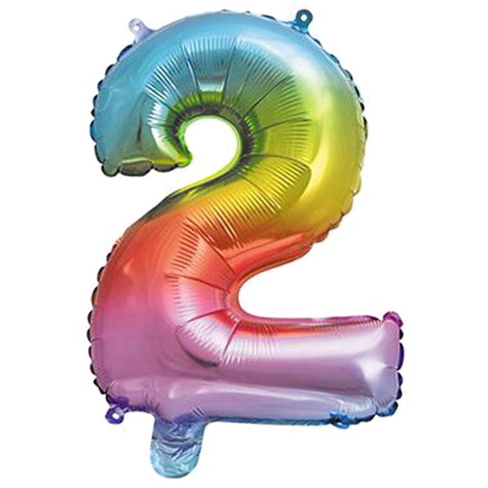 Party Time Ballon Chiffre Arc-en-ciel 35 cm