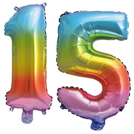 Party Time Ballon Chiffre Arc-en-ciel 35 cm