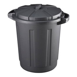 Mondex Poubelle communautaire noir avec couvercle, polypropylène, 80 L, Ø49,5 x 55,5 cm