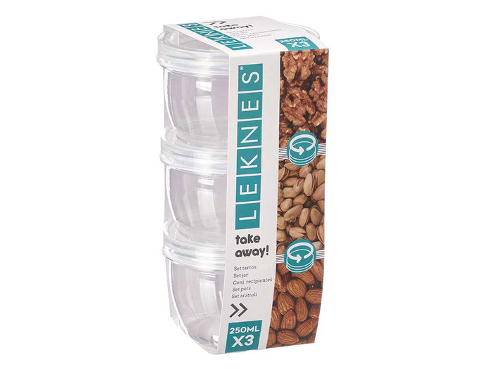 LEKNES Set de 3 bocaux en plastique transparent 250 ml